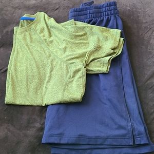 Men's Tek Gear Navy Shorts Size M and Green Shirt